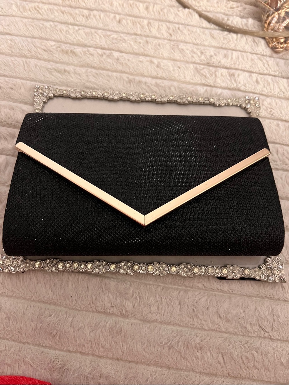 Black Evening Clutch with Gold Accent